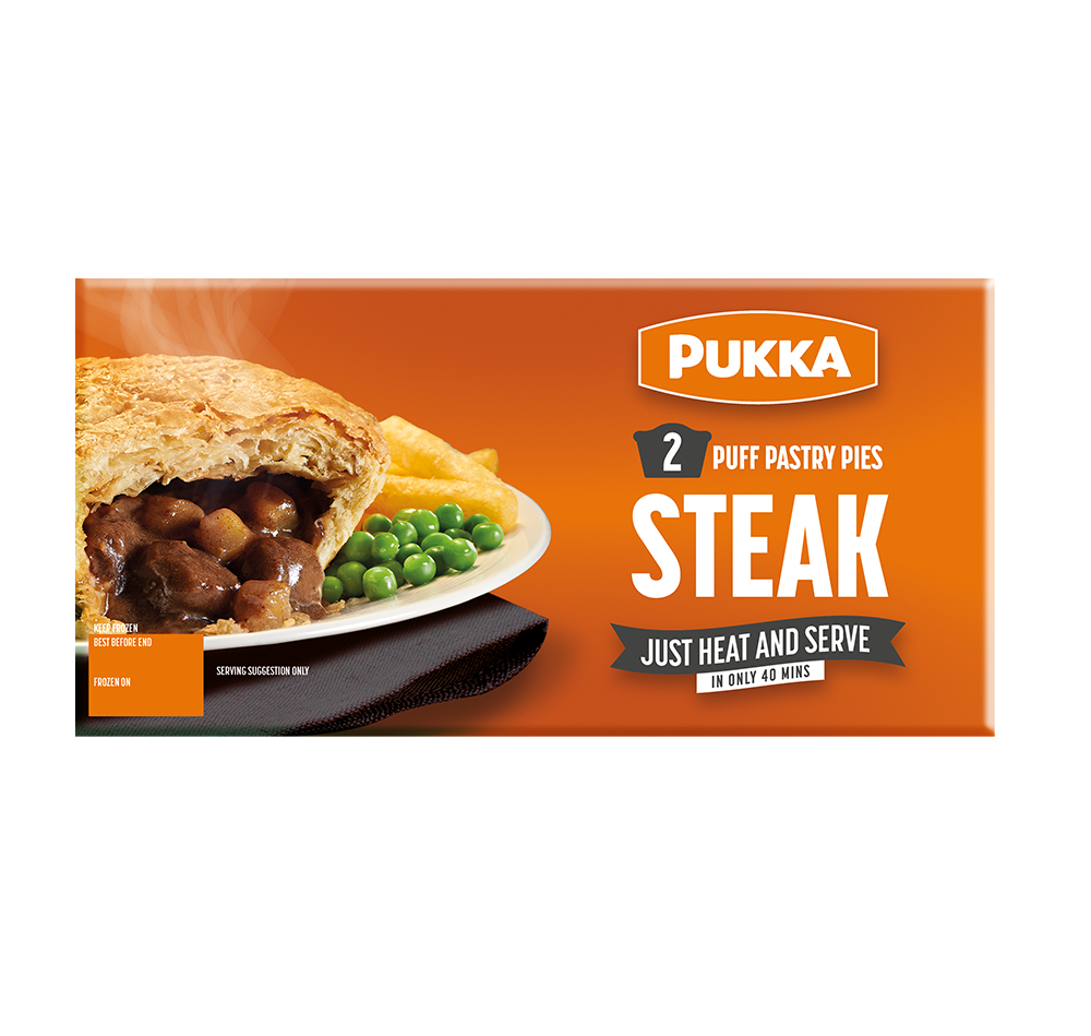 Pukka 2 steak puff pastry pies